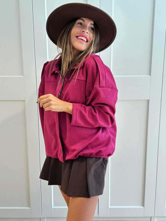Chaqueta Efecto Ante CREWEL Berenjena HEVE