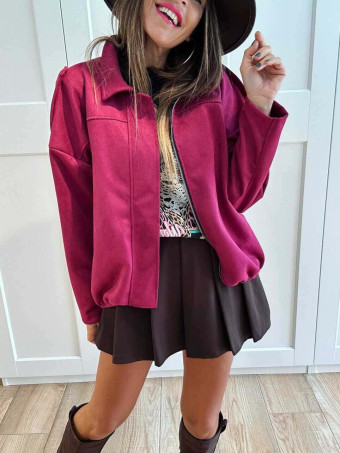 Chaqueta Efecto Ante CREWEL Berenjena HEVE