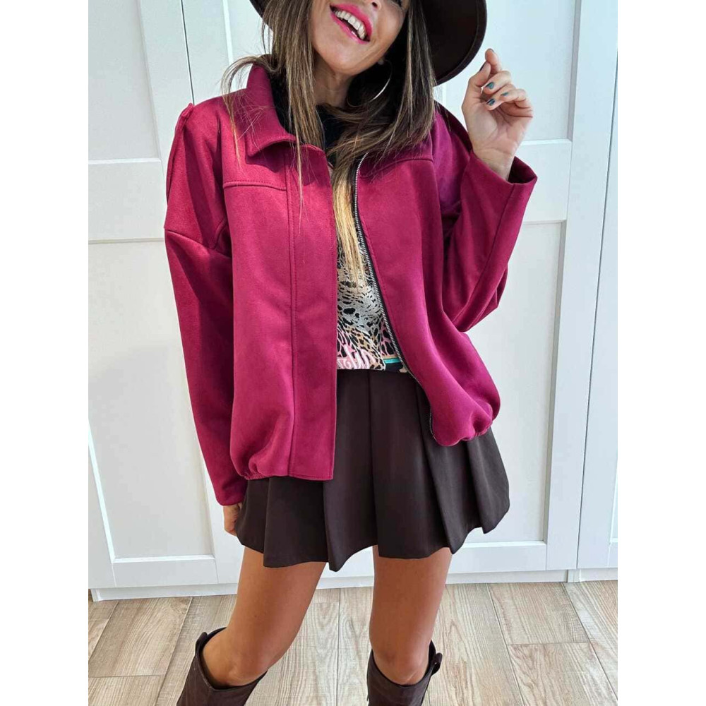 Chaqueta Efecto Ante CREWEL Berenjena HEVE