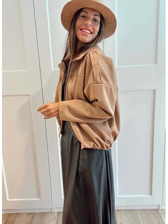Chaqueta Efecto Ante CREWEL Camel HEVE