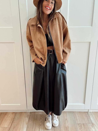 Chaqueta Efecto Ante CREWEL Camel HEVE