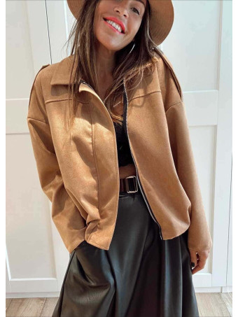 Chaqueta Efecto Ante CREWEL Camel HEVE