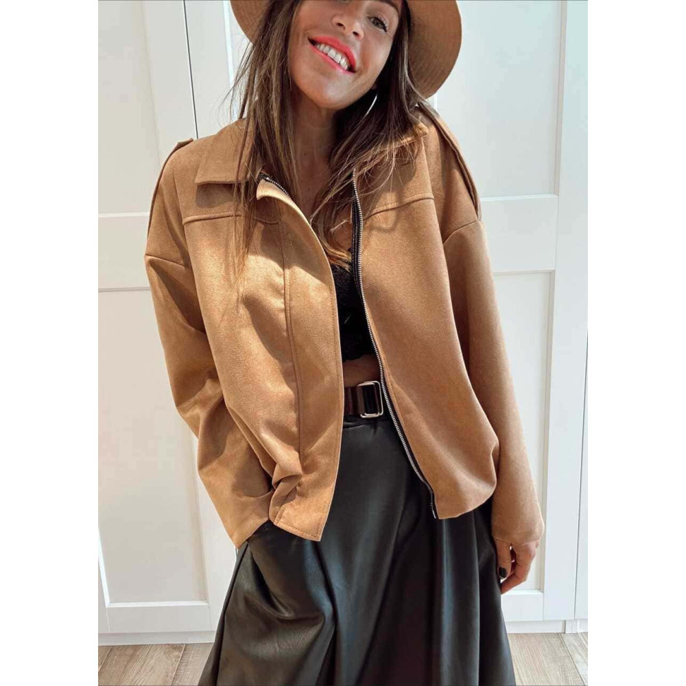 Chaqueta Efecto Ante CREWEL Camel HEVE