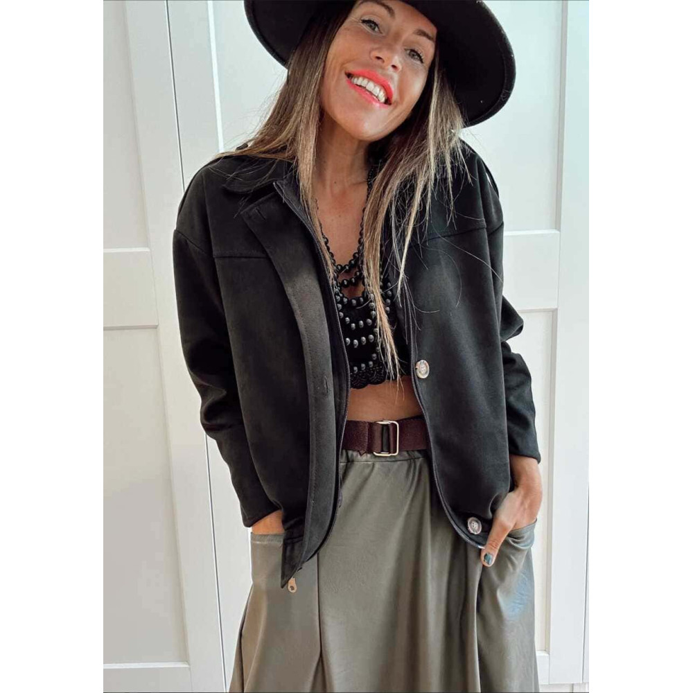 Chaqueta Efecto Ante WHISLA Negro HEVE