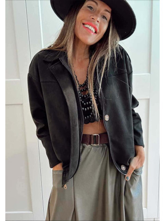 Chaqueta Efecto Ante WHISLA Negro HEVE