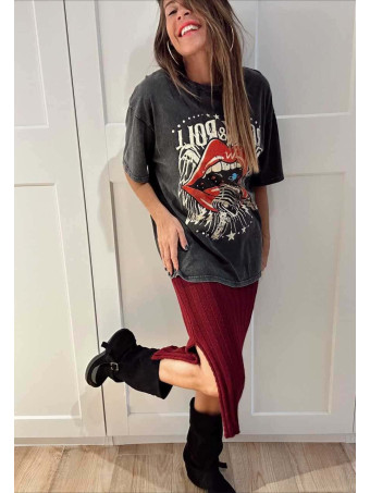 Camiseta Gráfica Oversize ROCK AND ROLLING Negro HEVE