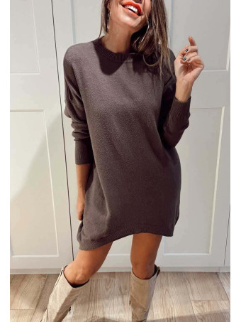 Vestido Básico Punto DEYLAN Marrón HEVE