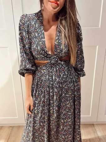 Vestido Cut Out Flores y Cachemires ANETHIA HEVE