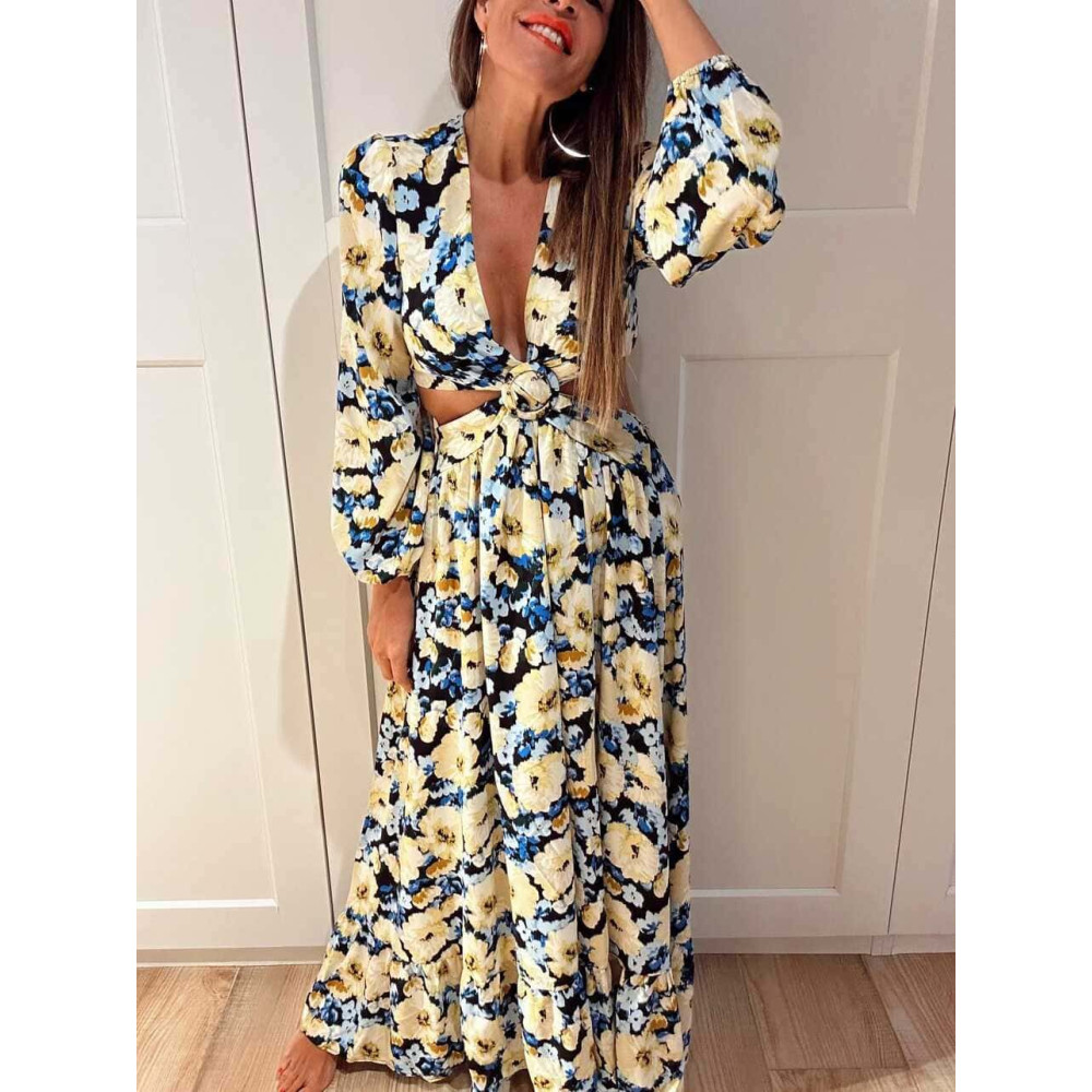 Vestido Cut Out Estampado Floral DAVILNA HEVE