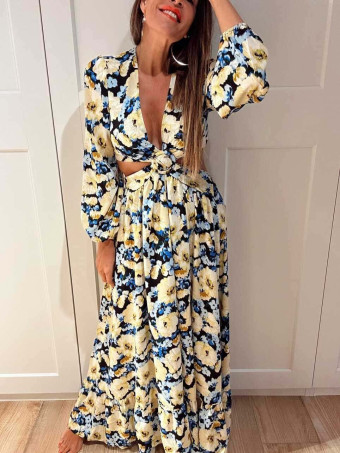 Vestido Cut Out Estampado Floral DAVILNA HEVE