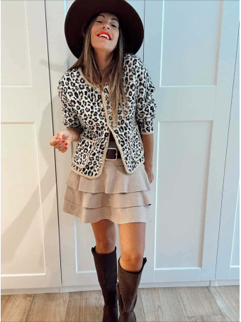 Falda Volantes con Cinturón MIRALYS Beige HEVE