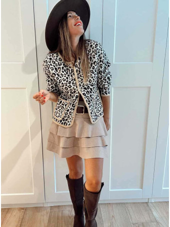 Falda Volantes con Cinturón MIRALYS Beige HEVE