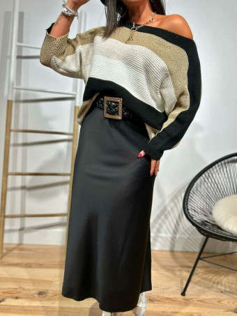 Falda Larga Satinada LICQUEY Negro HEVE