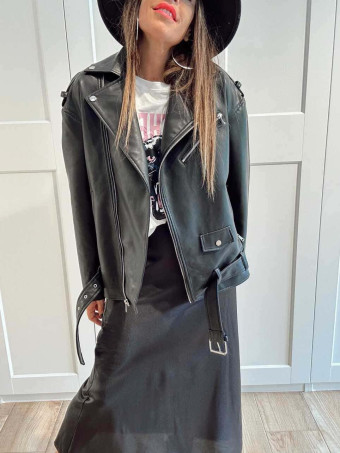 Cazadora Biker Polipiel RIDERS Negro HEVE