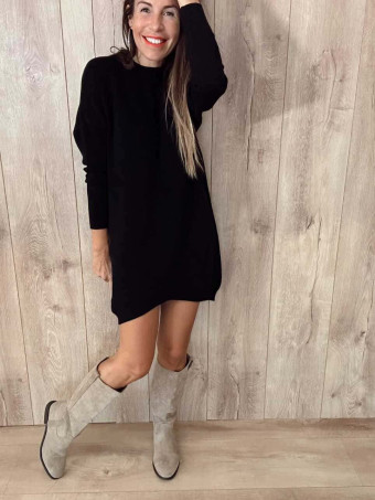 Vestido Básico Punto DEYLAN Negro HEVE