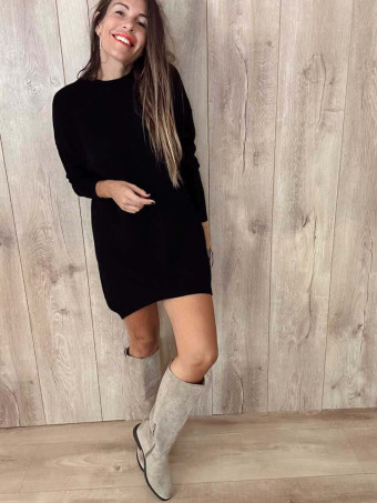 Vestido Básico Punto DEYLAN Negro HEVE