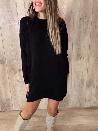 Vestido Básico Punto DEYLAN Negro HEVE