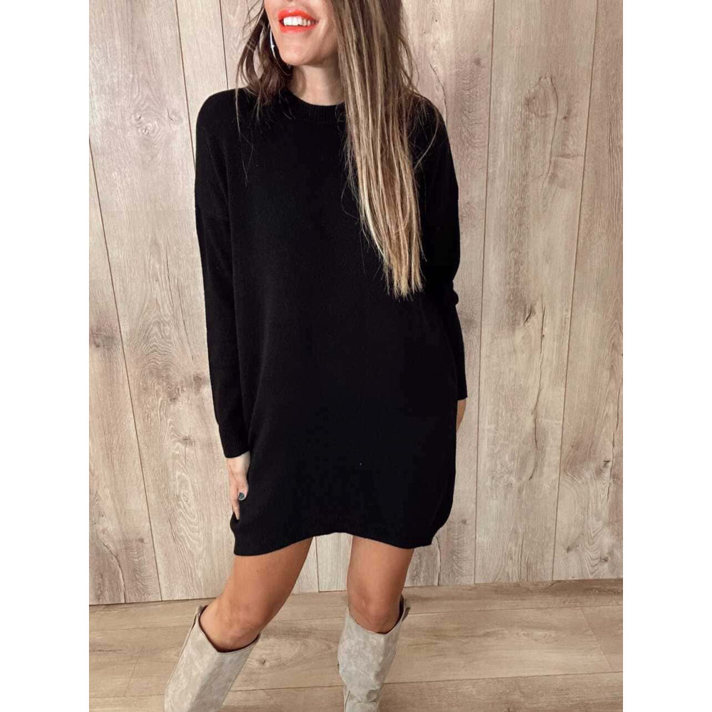 Vestido Básico Punto DEYLAN Negro HEVE