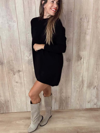 Vestido Básico Punto DEYLAN Negro HEVE
