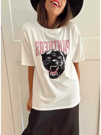 Camiseta Gráfica Vinilo PANTHERS Blanco HEVE