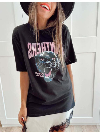 Camiseta Gráfica Vinilo PANTHERS Negro HEVE
