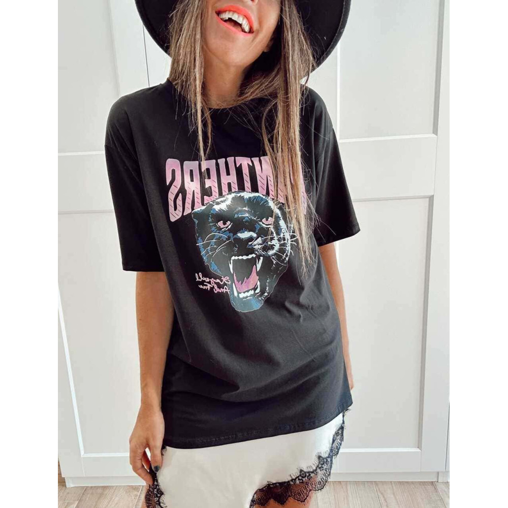 Camiseta Gráfica Vinilo PANTHERS Negro HEVE