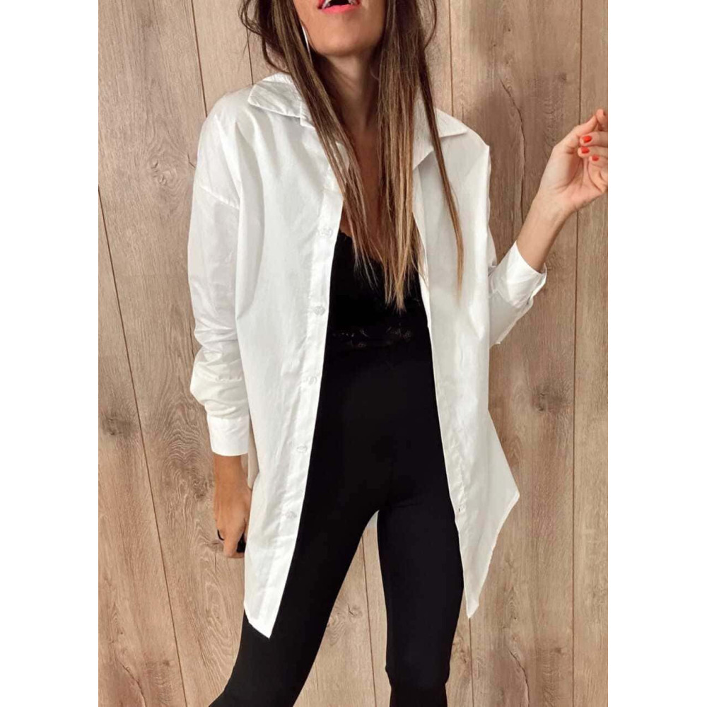 Camisa Básica Extra-Long SOFÍA Blanco HEVE