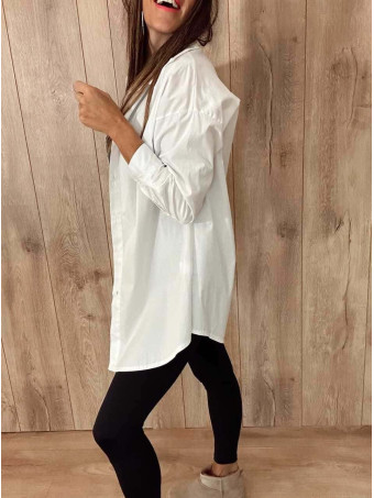 Camisa Básica Extra-Long SOFÍA Blanco HEVE