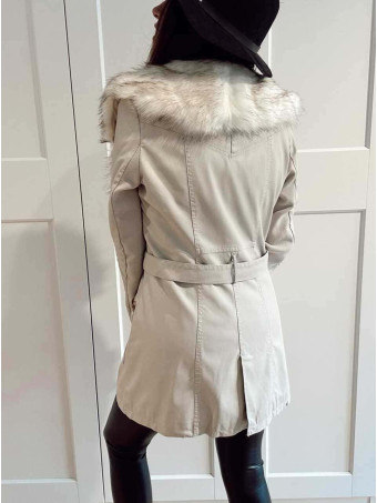 Trench Efecto Piel Forrada MELOCHE Beige HEVE