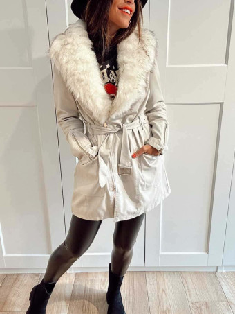 Trench Efecto Piel Forrada MELOCHE Beige HEVE