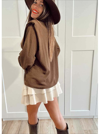 Blusa con Hombreras ELOWEN Marrón HEVE