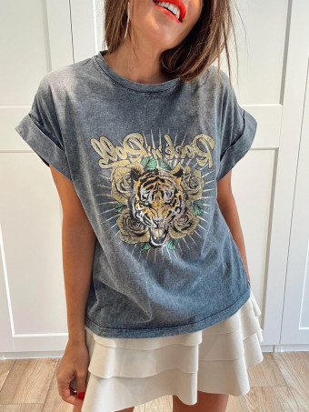 Camiseta Algodón ROCK AND TIGER Gris HEVE