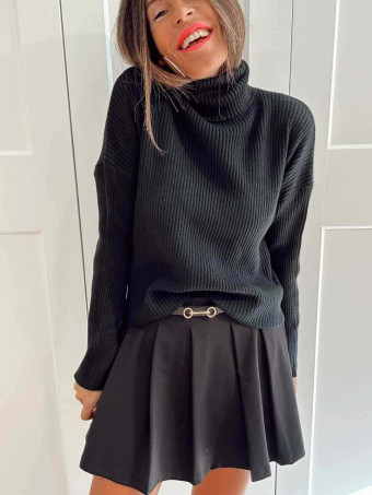Punto Canalé Cuello Vuelto ISVORYN Negro HEVE