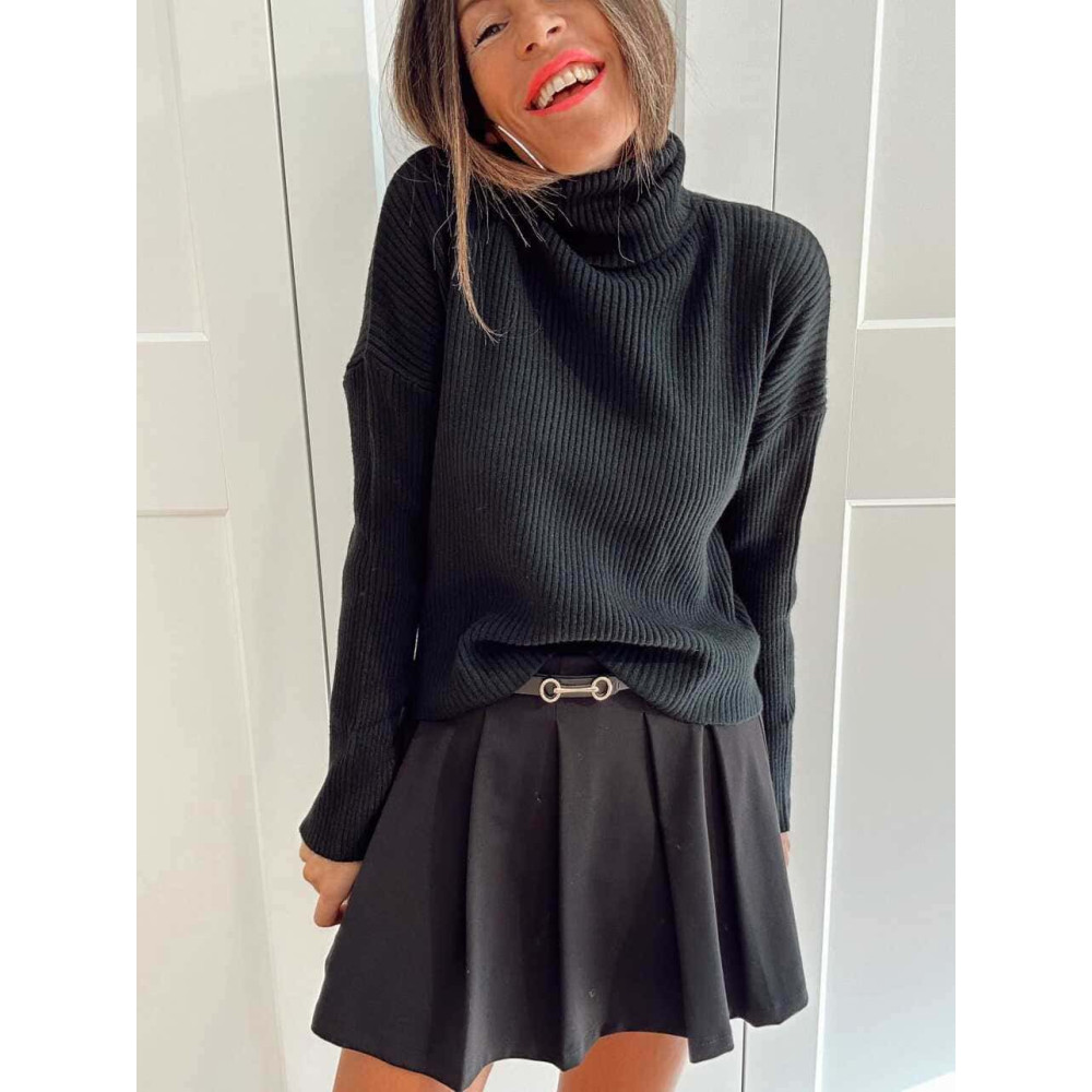 Punto Canalé Cuello Vuelto ISVORYN Negro HEVE