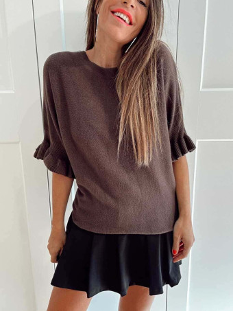 Punto Manga Ruffle TIMOESSA Marrón HEVE