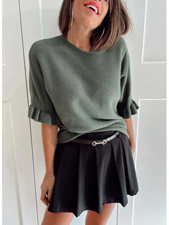 Punto Manga Ruffle TIMOESSA Verde Militar HEVE