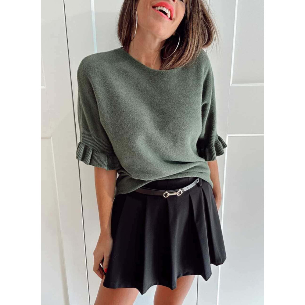 Punto Manga Ruffle TIMOESSA Verde Militar HEVE