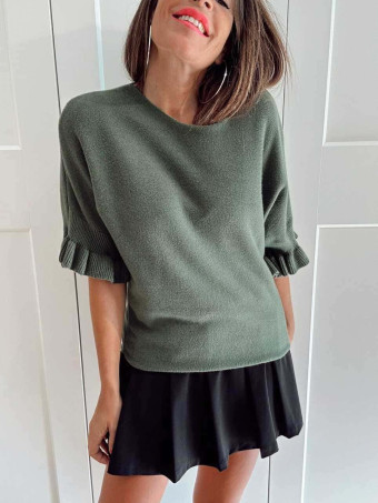 Punto Manga Ruffle TIMOESSA Verde Militar HEVE