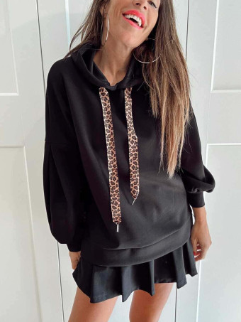 Sudadera Oversize con Capucha HONIKA Negro HEVE