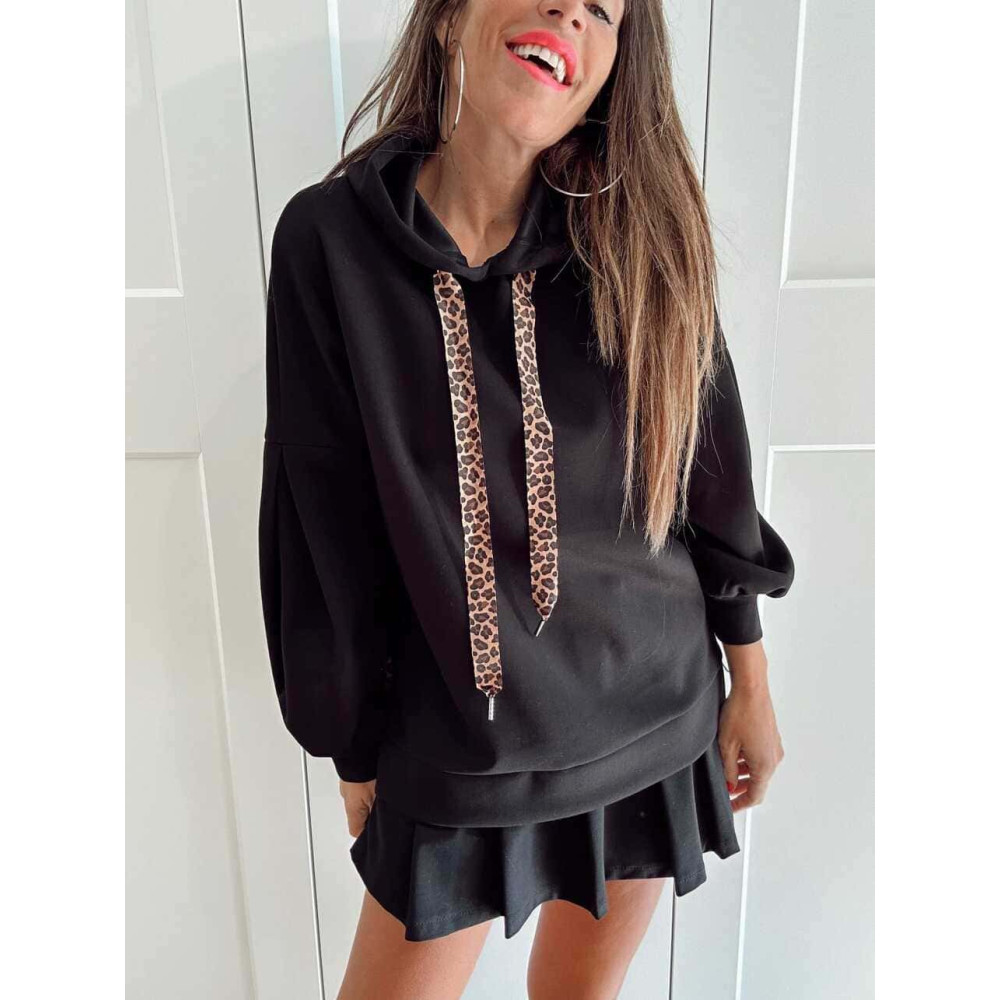 Sudadera Oversize con Capucha HONIKA Negro HEVE