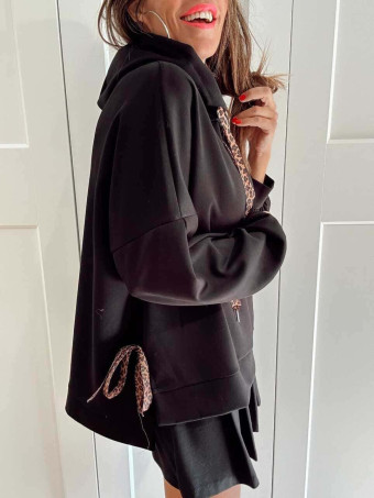 Sudadera Oversize con Capucha HONIKA Negro HEVE
