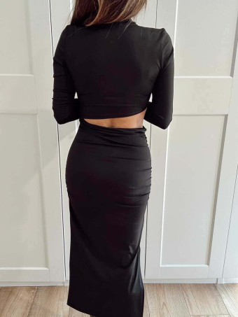 Vestido Drapeado Efecto 2 Piezas GIORDANA Negro HEVE