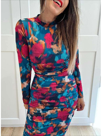 Vestido Drapeado Estampado Abstracto SIRETHIA HEVE