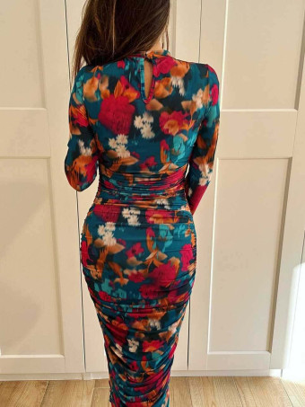 Vestido Drapeado Estampado Abstracto SIRETHIA HEVE