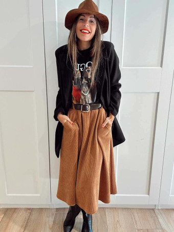 Falda Pana con Cinturón SELINOR Camel HEVE