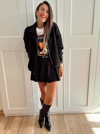 Chaqueta Efecto Ante CREWEL Negro HEVE