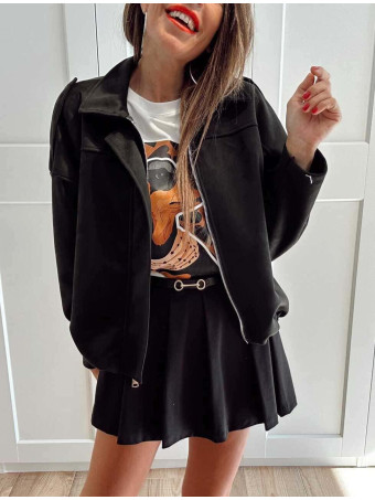 Chaqueta Efecto Ante CREWEL Negro HEVE