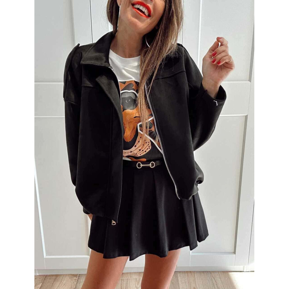 Chaqueta Efecto Ante CREWEL Negro HEVE