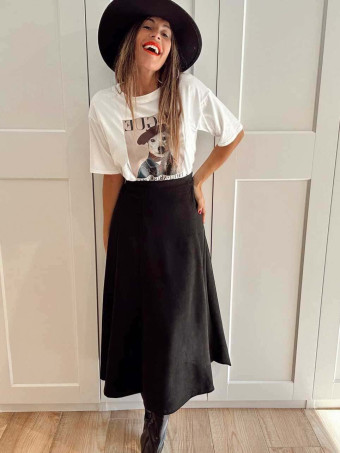 Falda Larga Efecto Ante LYZANDRA Negro HEVE