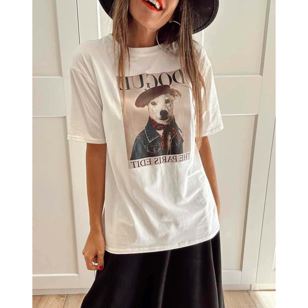 Camiseta Gráfica Vinilo PAWRISIAN COUTURE Blanco HEVE